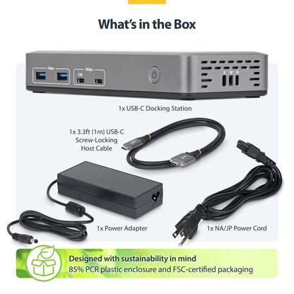 StarTech.com 199N-USBC-DOCK USB-C Triple 4K@60Hz Monitor Dock, 100W PD, 2x DP+HDMI, GbE, 6x USB, Driverless (199N-USBC-DOCK)