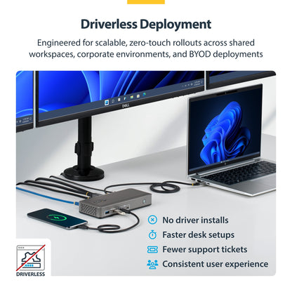 StarTech.com 199N-USBC-DOCK USB-C Triple 4K@60Hz Monitor Dock, 100W PD, 2x DP+HDMI, GbE, 6x USB, Driverless (199N-USBC-DOCK)