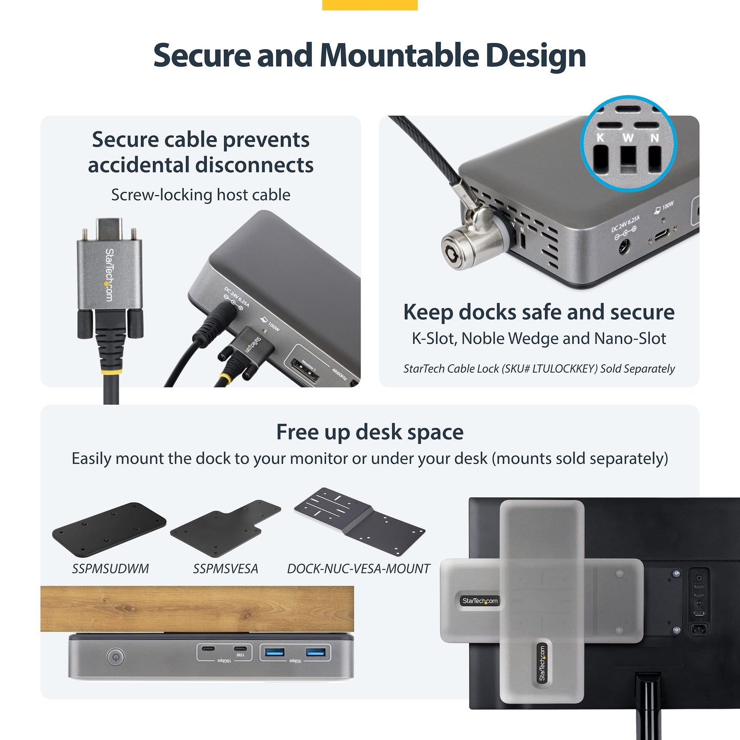 StarTech.com 199N-USBC-DOCK USB-C Triple 4K@60Hz Monitor Dock, 100W PD, 2x DP+HDMI, GbE, 6x USB, Driverless (199N-USBC-DOCK)