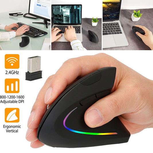 JLab JBuds Ergonomic Vertical Wireless Mouse, 2400 DPI, 6-Button, Right-Hand