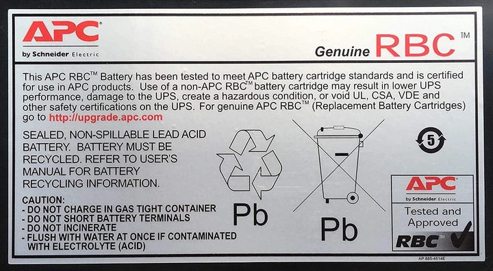 APC APCRBC105 Replacement Battery Cartridge #105 864VAh UPS Battery