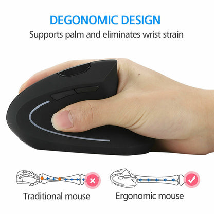 JLab JBuds Ergonomic Vertical Wireless Mouse, 2400 DPI, 6-Button, Right-Hand