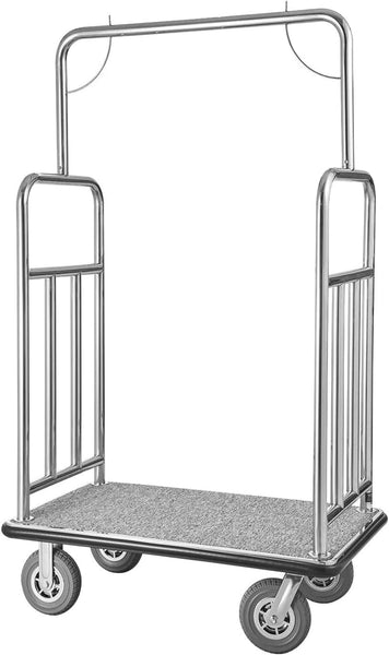 Hotel Luggage Cart 1200 lbs Capacity Stainless Steel Bellman Cart with 8