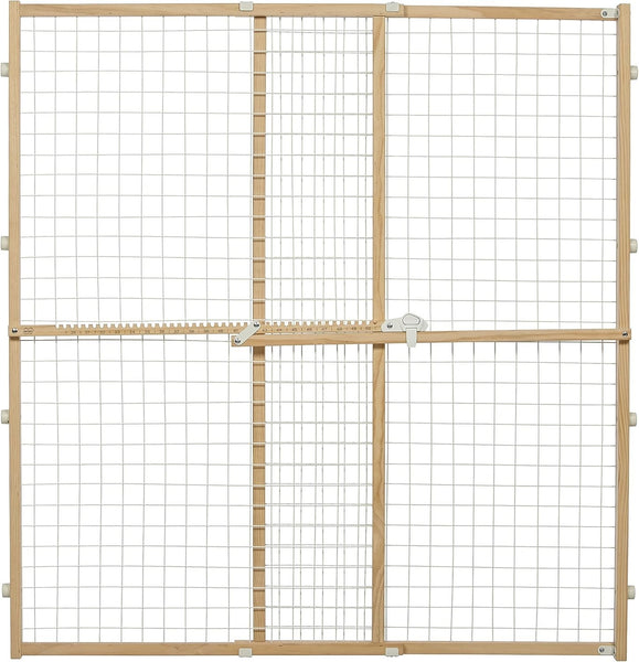 MidWest Homes for Pets Wood & Wire Mesh Pet Safety Gate – 29-50