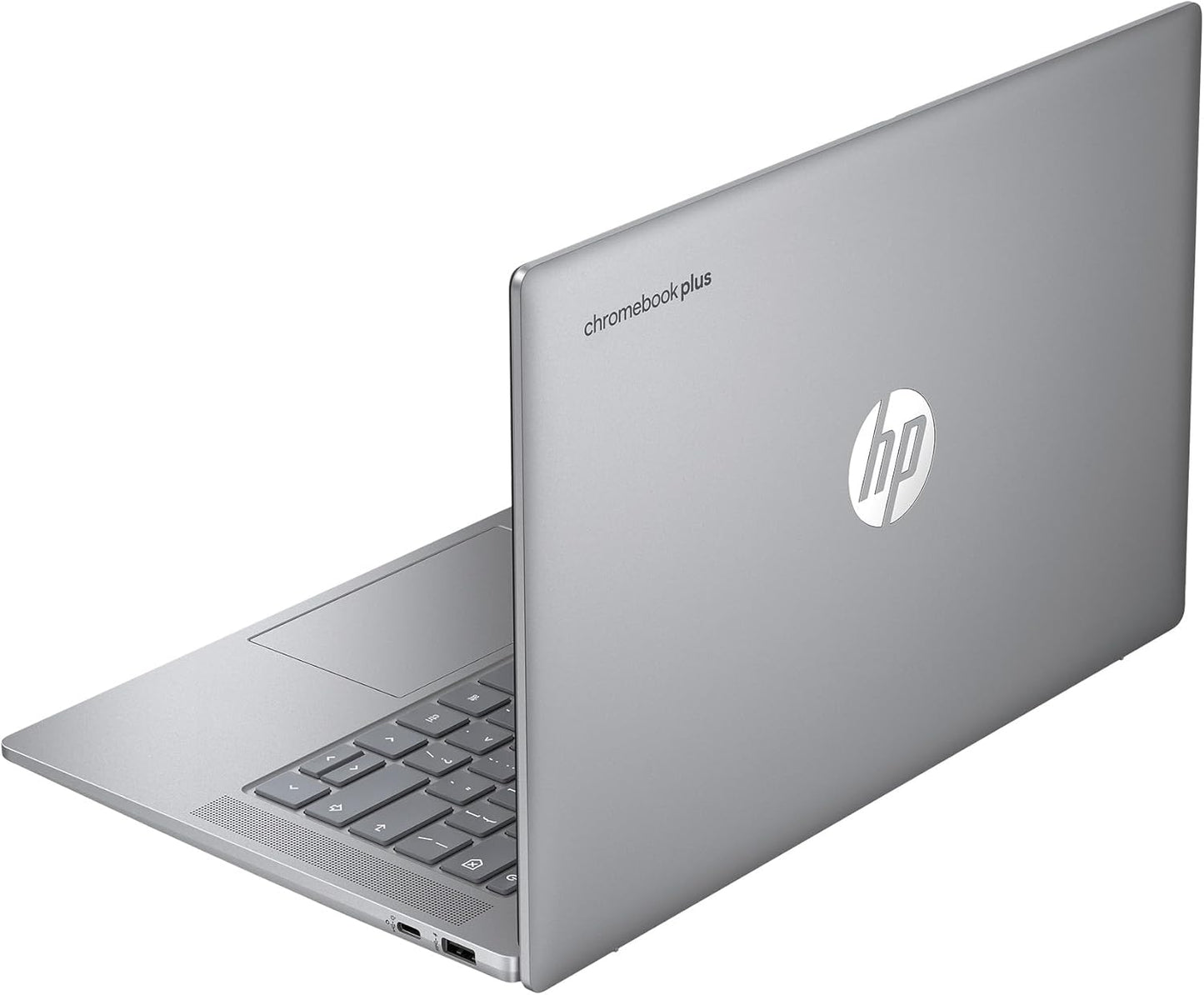 HP 14a-nf0006ca Refurbished Chromebook Plus 14 Inch FHD Intel Core i3-N305 8GB 128GB Chrome OS Meteor Silver