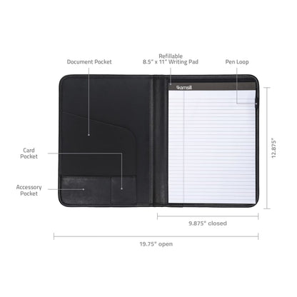 Samsill Professional Leather Padfolio | Black | Snap Closure Business Card Holder | MPN: 70810