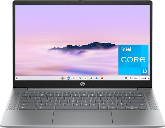 HP 14a-nf0006ca Refurbished Chromebook Plus 14 Inch FHD Intel Core i3-N305 8GB 128GB Chrome OS Meteor Silver