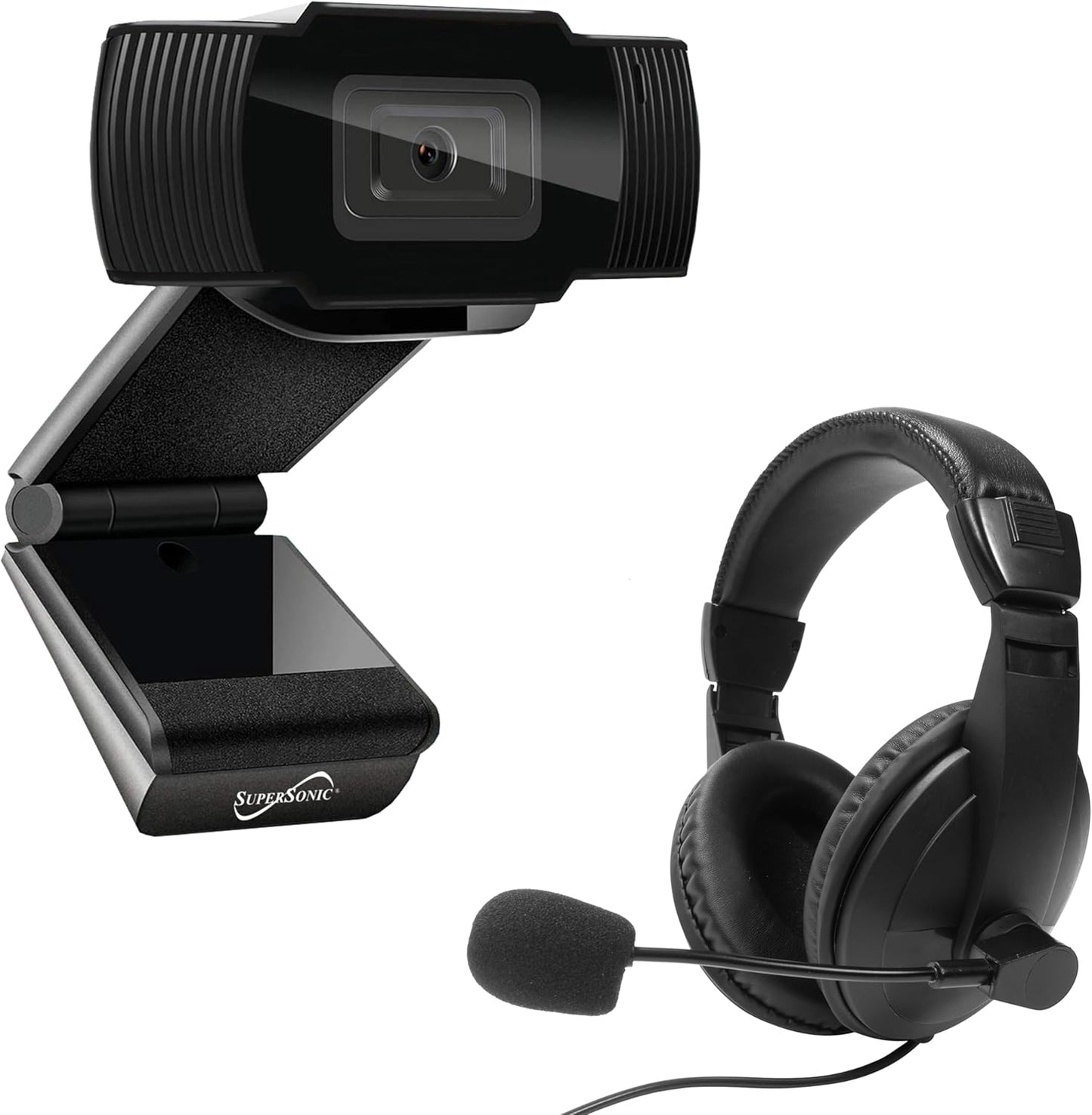 Supersonic SC-942 Pro HD 720p Webcam Headset Built-in Mic Stereo Headphones USB 2.0