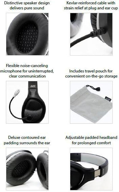 AVID AE-75 Wired Stereo Headset Noise-Canceling Mic 3.5mm