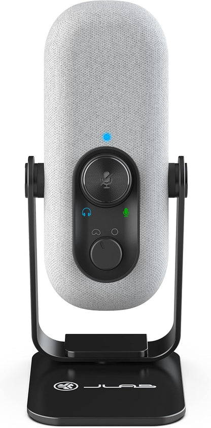 JLab Go Talk USB Condenser Microphone, White – Plug-and-Play for Podcasting & Gaming