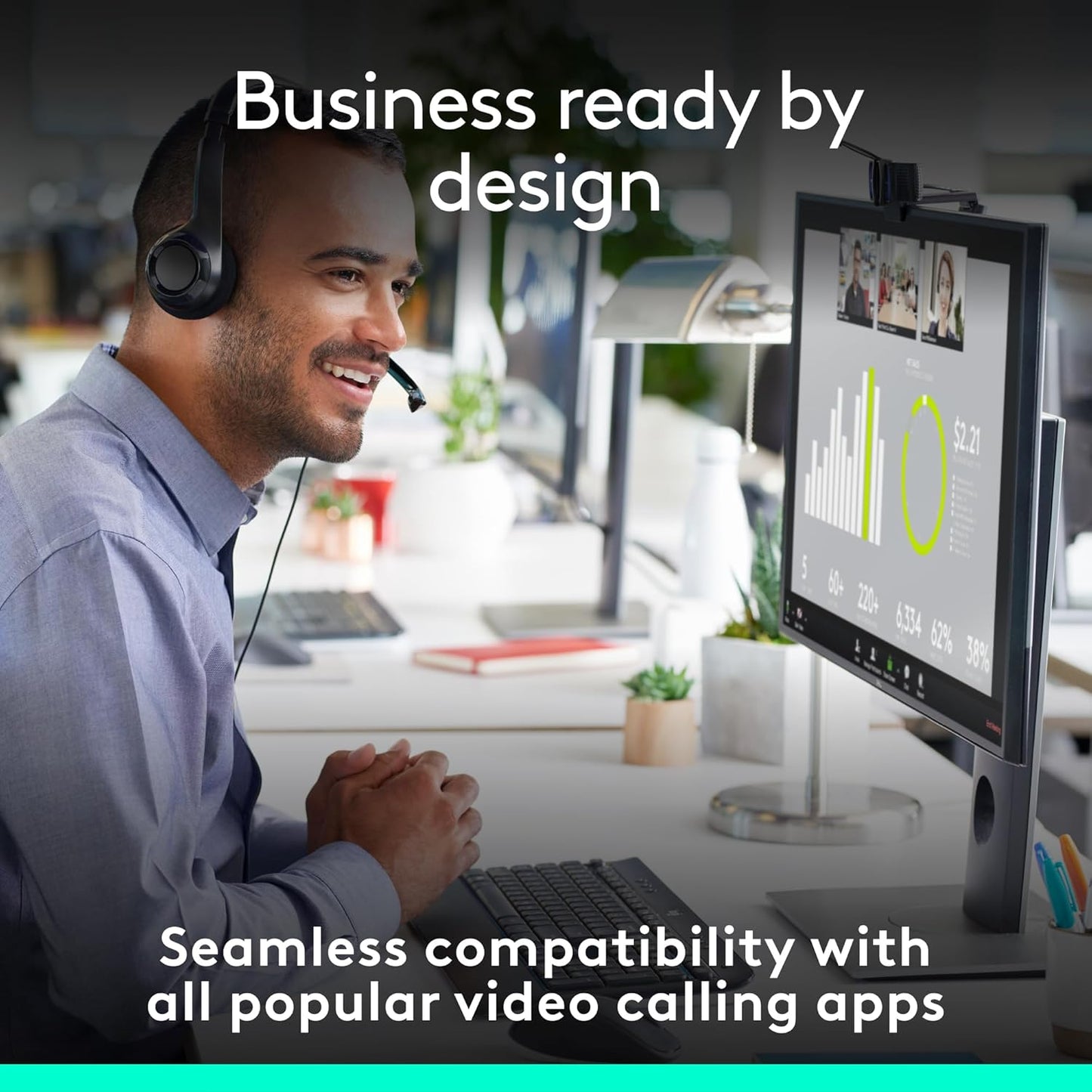 Logitech C920e Business Webcam – 1080p/30fps, Dual Mic, Autofocus, Privacy Shutter, TAA, Teams & Zoom, USB-A (960-001401)