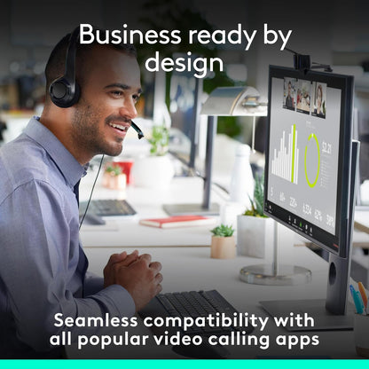 Logitech C920e Business Webcam – 1080p/30fps, Dual Mic, Autofocus, Privacy Shutter, TAA, Teams & Zoom, USB-A (960-001401)