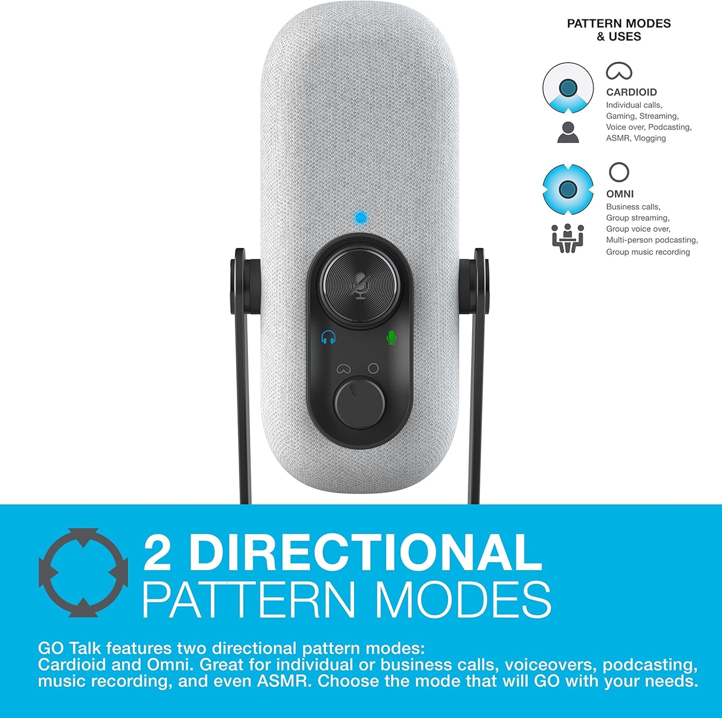 JLab Go Talk USB Condenser Microphone, White – Plug-and-Play for Podcasting & Gaming