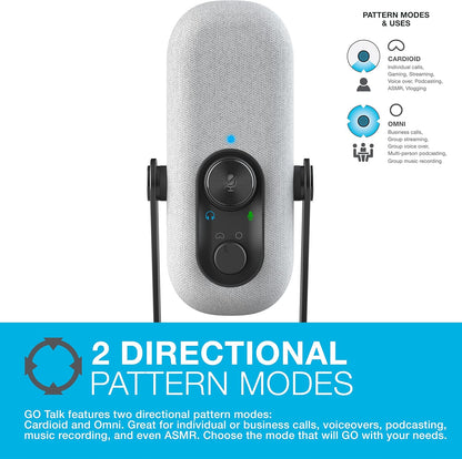 JLab Go Talk USB Condenser Microphone, White – Plug-and-Play for Podcasting & Gaming