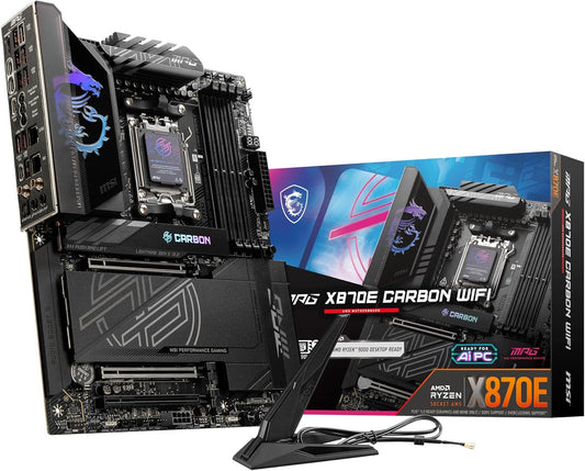 MSI MPG X870E CARBON WIFI ATX Motherboard, AM5, AMD X870E, DDR5, PCIe 5.0, Wi-Fi 7 (X870ECARBONWIFI7)