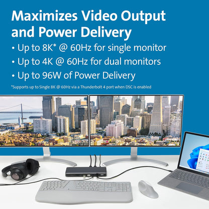 Kensington SD5760T 13-in-1 Thunderbolt 4 Dual 4K@60Hz Dock, 96W PD, 2x HDMI 2.0, GbE, SD/microSD, 5x USB (K34110NA)