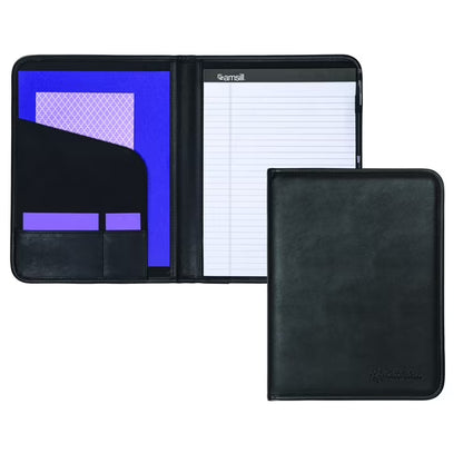 Samsill Professional Leather Padfolio | Black | Snap Closure Business Card Holder | MPN: 70810
